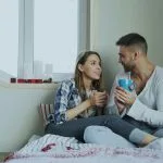 Young couple enjoying a conversation and coffee, learn empathy